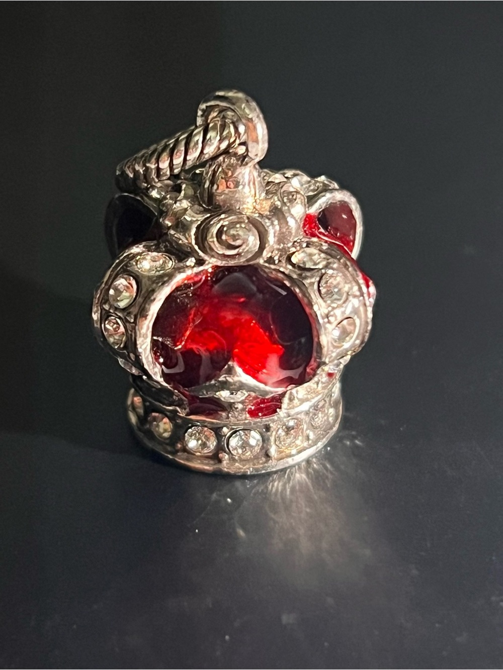Brighton Silver & Red Crystal Royal Crown Charm Pendant King Queen